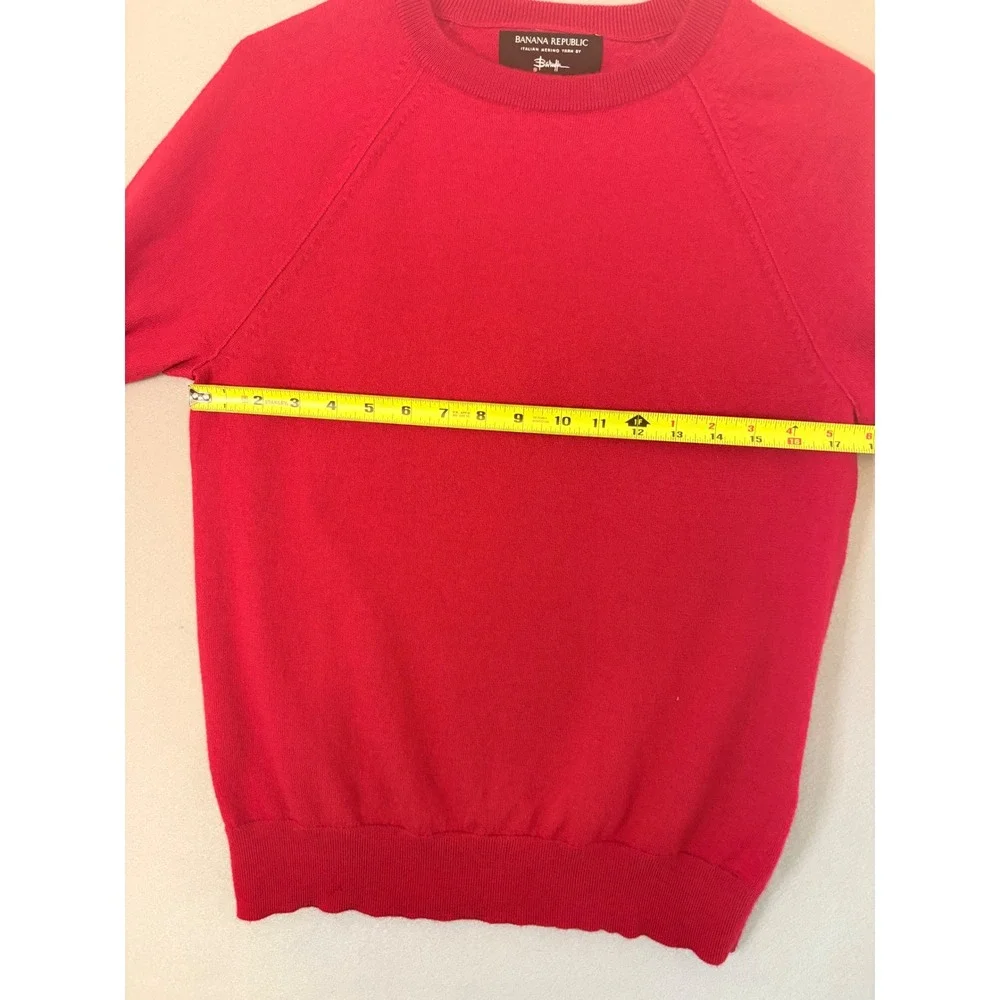 Banana Republic Zegna Baruffa Red Italian Merino Wool Crewneck Sweater Mens Med